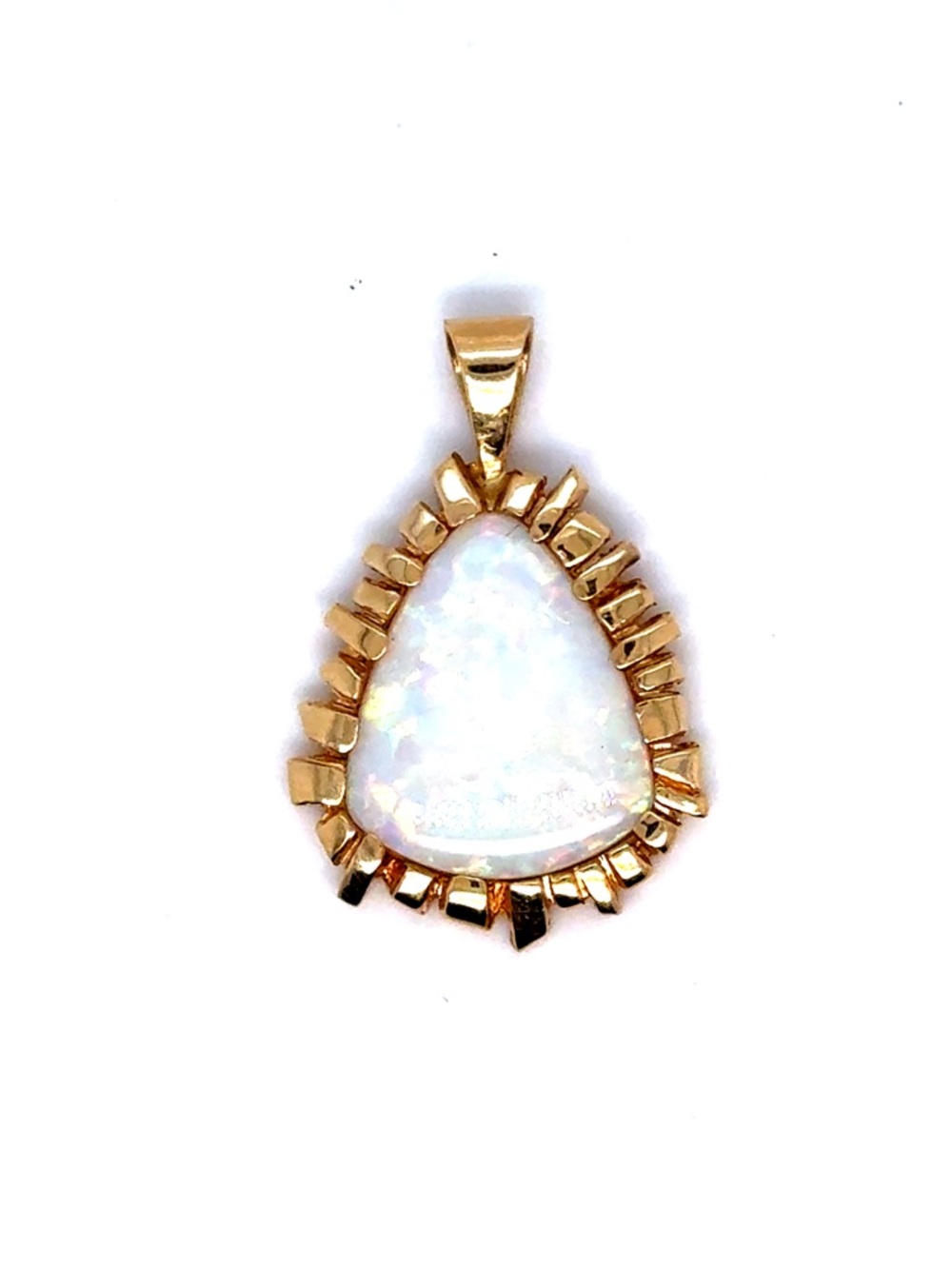 14K‎ Gold and White Opal Teardrop Pendant